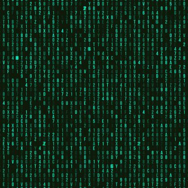 Yeşil onaltılık bilgisayar kodu. Soyut matris arka plan. Hacker saldırı. Oluşturulan bilgisayar kodu kavramı
