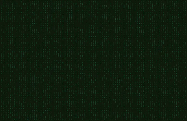 Codice verde esadecimale del computer. Sfondo astratto della matrice. Un attacco hacker. Concetto di codice del computer generato — Vettoriale Stock
