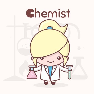 Cute chibi kawaii characters. Alphabet professions. The Letter C clipart