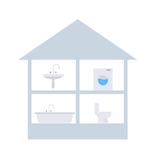 Изображение пользователей воды в частном доме — стоковый вектор