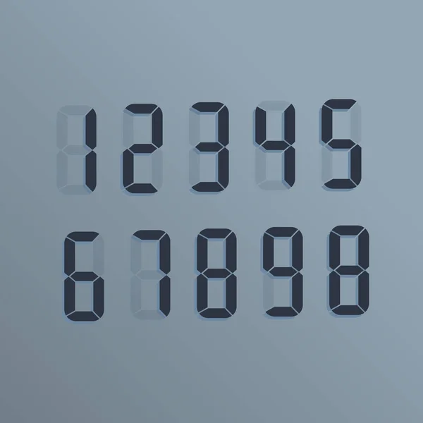 Números electrónicos realistas. El dial en la pantalla — Archivo Imágenes Vectoriales