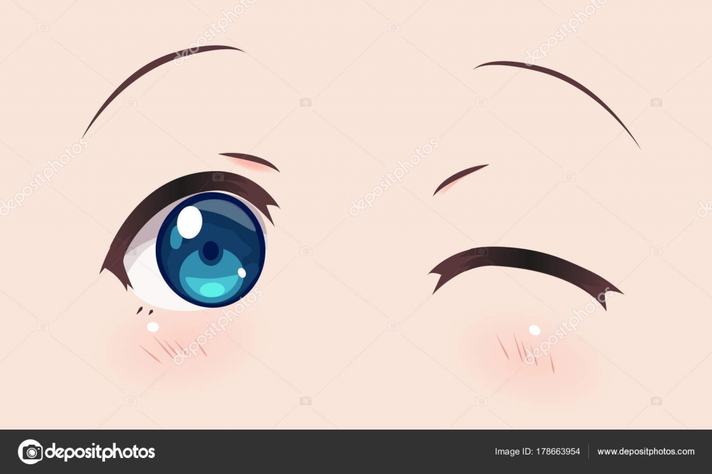 Anime-style eyes cute pretty girl anime manga - Stock