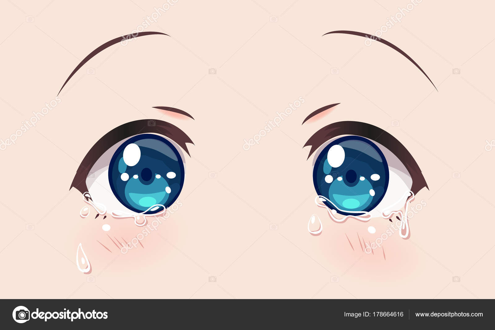Llorando ojos de anime imágenes de stock de arte vectorial | Depositphotos
