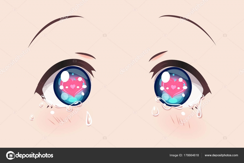 Scared anime face manga style funny eyes Vector Image