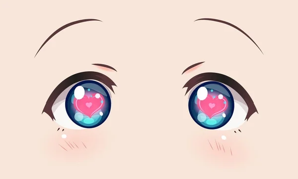 Ojos cariñosos, anime (manga) niñas — Archivo Imágenes Vectoriales