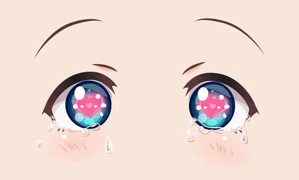 Liefhebbende ogen, huilen anime (manga) meisjes. — Stockvector