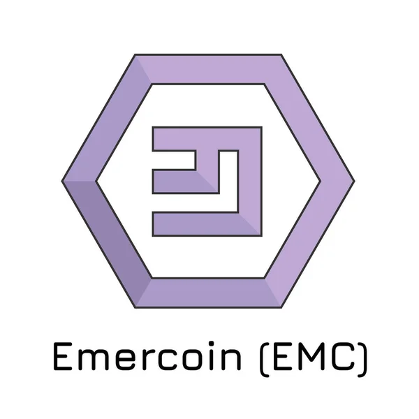 Emercoin (Emc)입니다. 벡터 일러스트 레이 션 암호화 나 동전 — 스톡 벡터