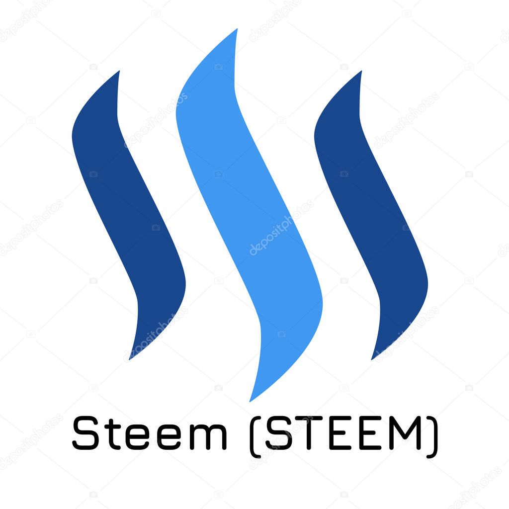 Vector illustration crypto coin icon on isolated white background Steem (STEEM). Name of the crypto currency and the short trade name on the exchange. Digital currency