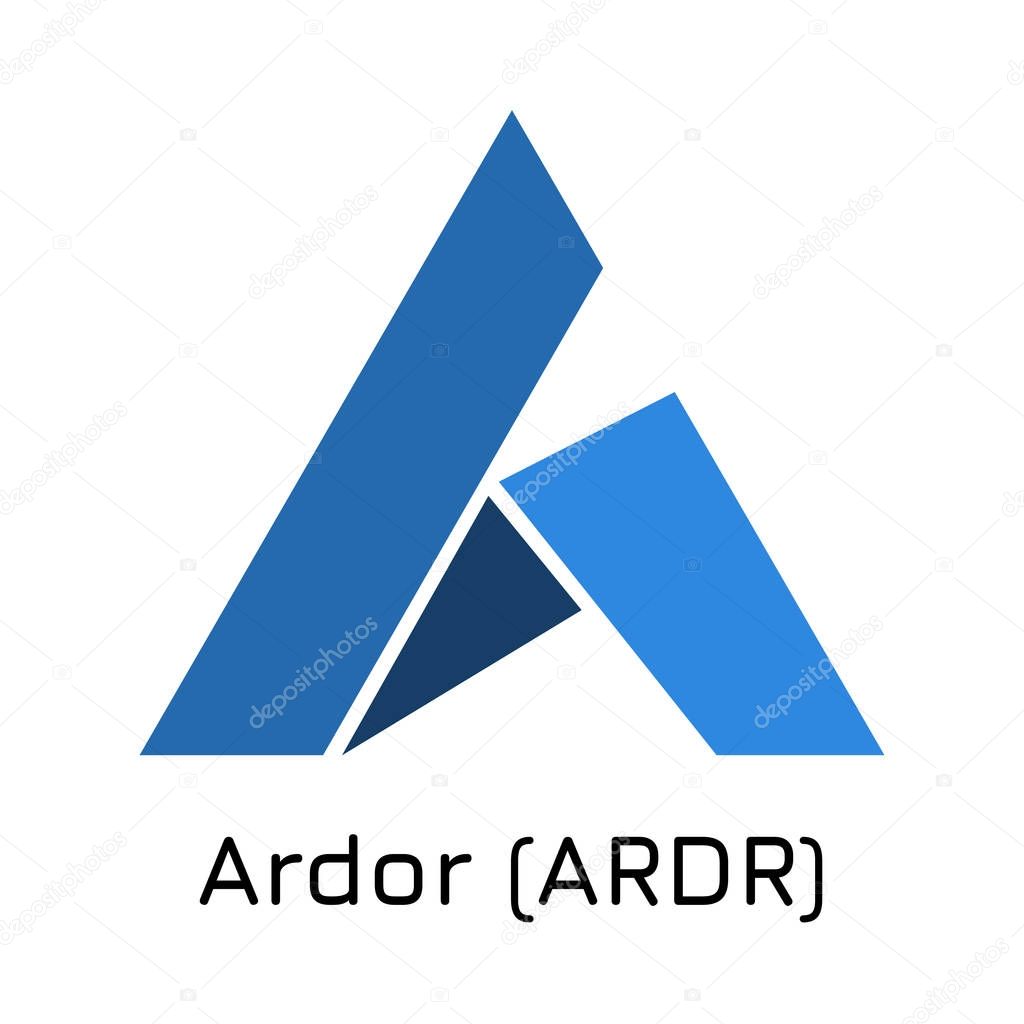 Vector illustration crypto coin icon on isolated white background Ardor (ARDR). Name of the crypto currency and the short trade name on the exchange. Digital currency