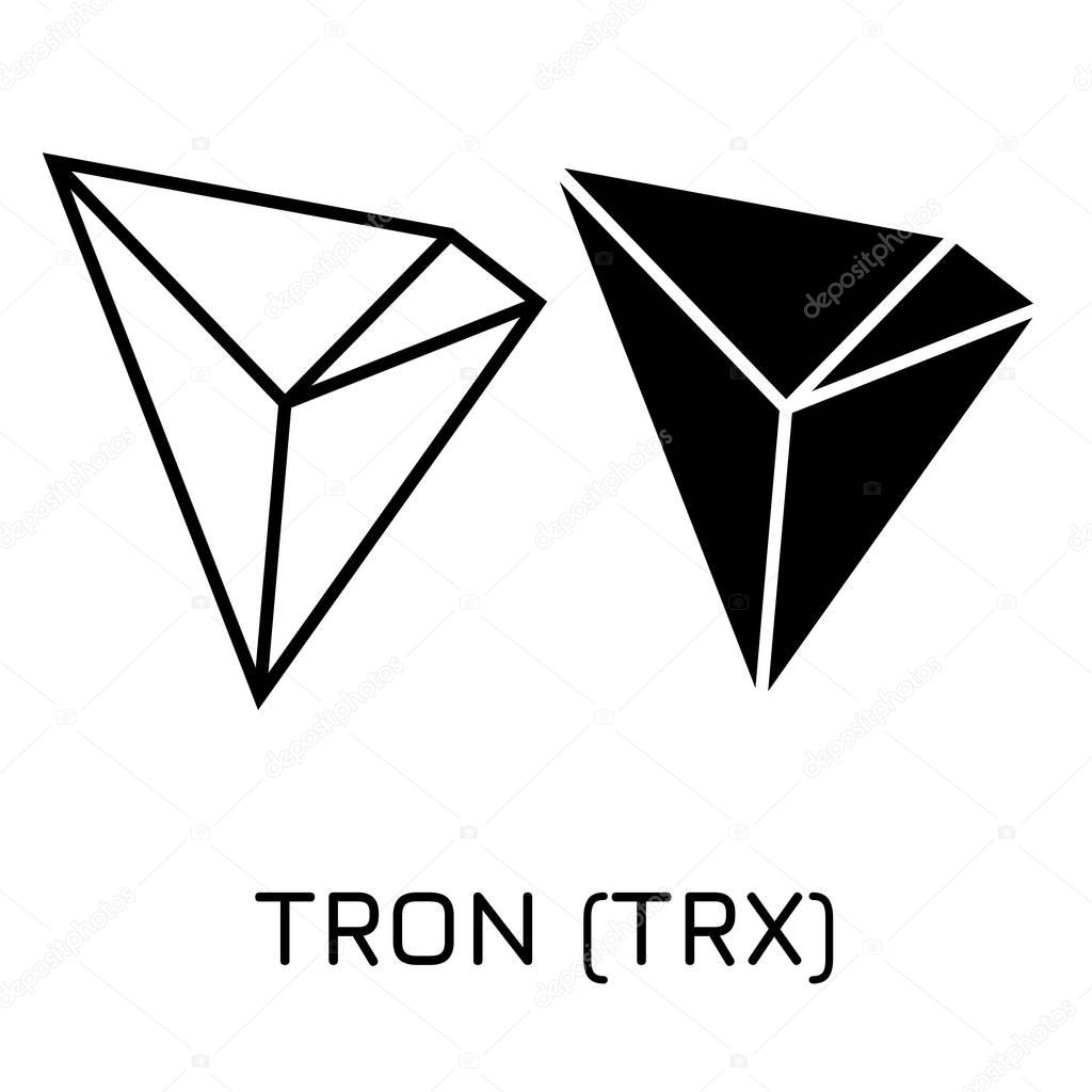 Vector illustration crypto coin icon on isolated white background TRON (TRX). Name of the crypto currency and the short trade name on the exchange. Digital currency