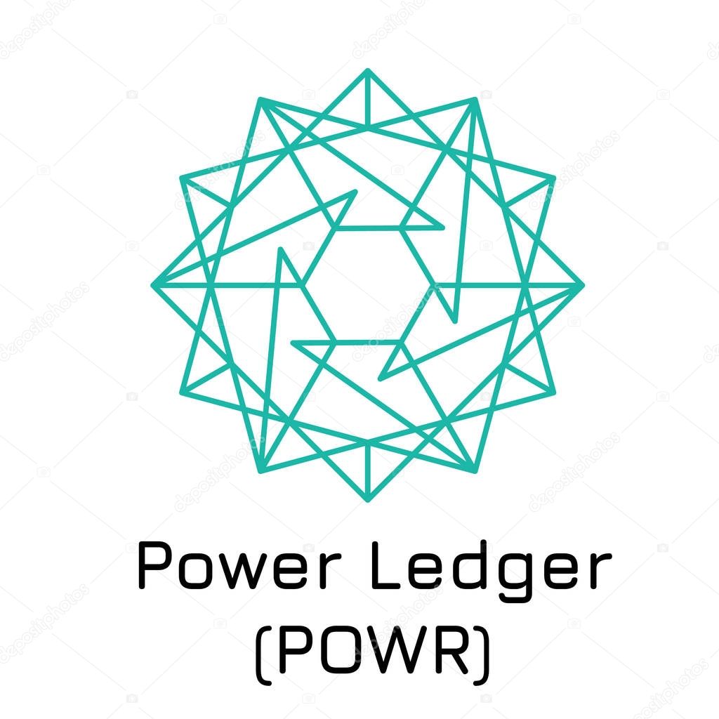 Vector illustration crypto coin icon on isolated white background Power Ledger (POWR). Name of the crypto currency and the short trade name on the exchange. Digital currency