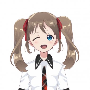 Anime manga avatar schoolgirl clipart