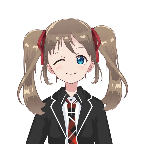 Anime manga avatar écolière — Image vectorielle