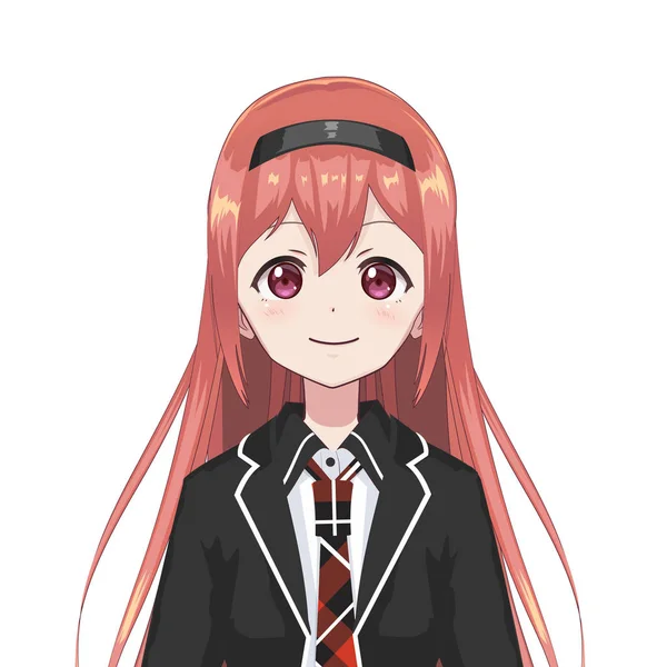 Anime manga avatar iskoláslány — Stock Vector