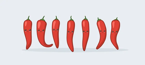 Du piment rouge. Mignon kawaii souriant nourriture — Image vectorielle