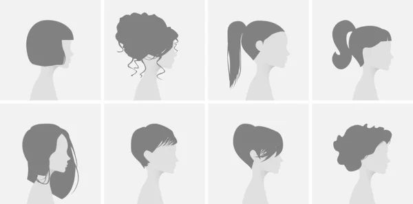 Icono Perfil Avatar Predeterminado Foto Marcador Posición Gris Muchacha Peinado — Vector de stock