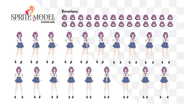 Anime Manga Meisje Cartoon Karakter Japanse Stijl School Meisje Een — Stockvector