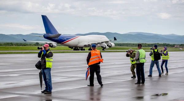 Росія Владивосток 2017 Року Planespotter Пагони Фото Вантажний Літак Boeing — стокове фото