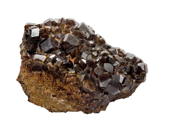 Andradite Mineral Silicato Grupo Garnet Pedras Cristais Minerais Isolado Branco — Fotografia de Stock