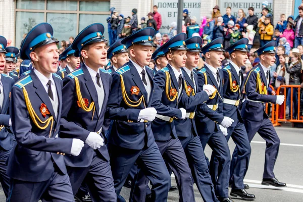 Oroszország Vlagyivosztok 2016 Katonai Iskolák Parade Egységes Márciusban Felvonulás Győzelem — Stock Fotó