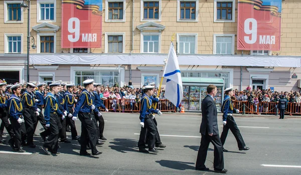 Oroszország Vlagyivosztok 2015 Katonai Hajósok Parade Egységes Márciusban Felvonulás Győzelem — Stock Fotó