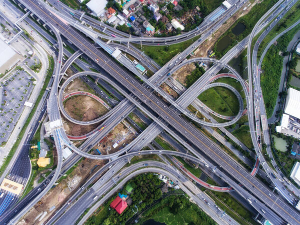 Highway junction from aerial view