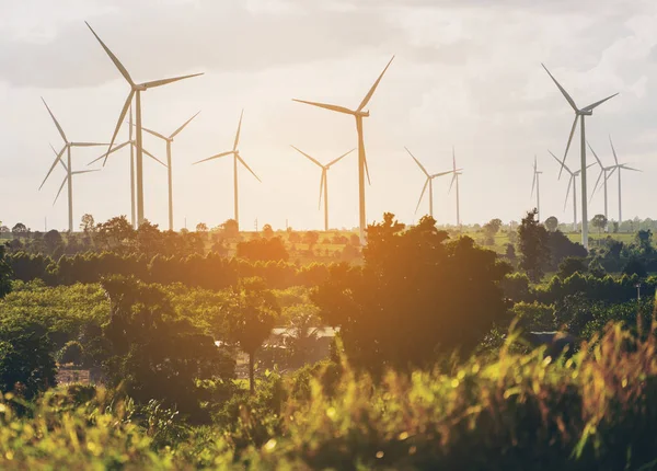 Wind turbine farm on hillside — Stock Photo, Image