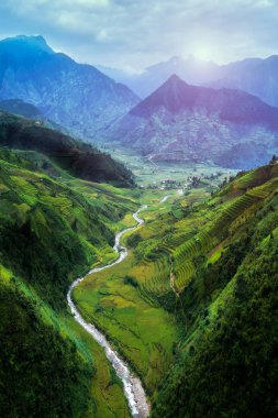 Teraslı pirinç alan de Mu Cang Chai, Vietnam