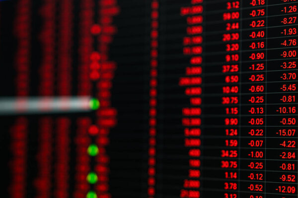 Stock market price ticker board in bear market day