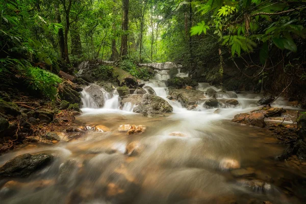 Waterfall in deep tropical jungle. — Stock Photo, Image