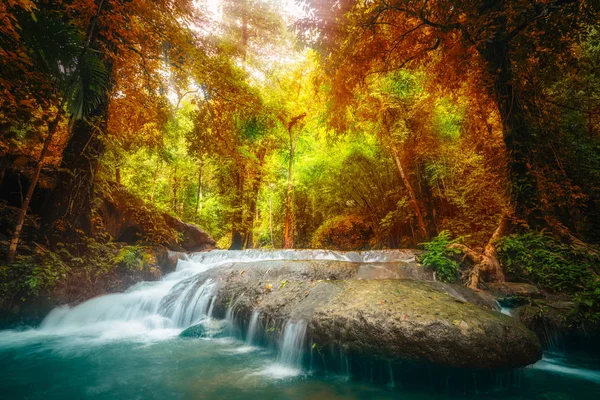 Waterfall in deep tropical jungle in autumn. — Stock Photo, Image