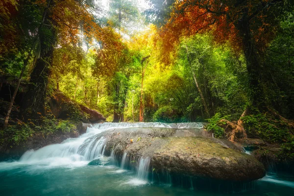 Waterfall in deep tropical jungle in autumn. — Stock Photo, Image