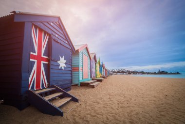 Brighton Plajı Melbourne kutuları, banyo. Bulunan Brighton Plajı 