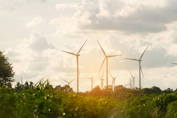 Turbine windpark op heuvel — Stockfoto