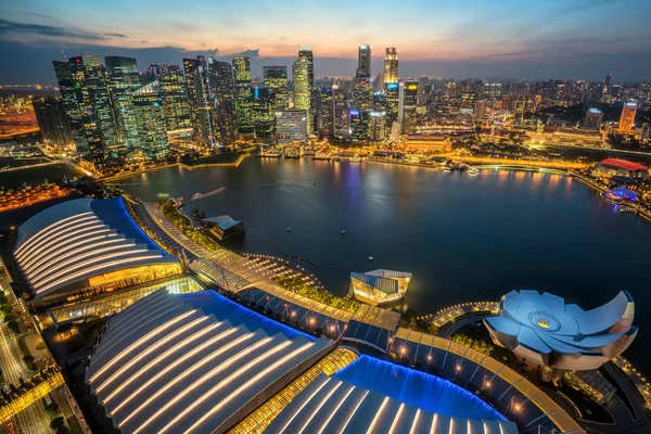 Ορίζοντας Σιγκαπούρης στο Marina Bay από Αεροφωτογραφία — Φωτογραφία Αρχείου