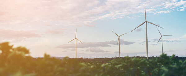 Wind Turbine Farm, Wind Energy Concept.