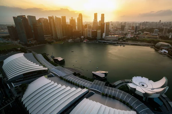 Singapore Skyline Marina Bay alkaen Aerial View — kuvapankkivalokuva