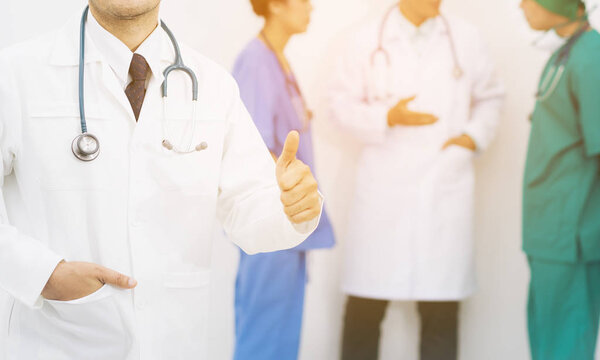 Doctors group, surgeon and nurse on white background