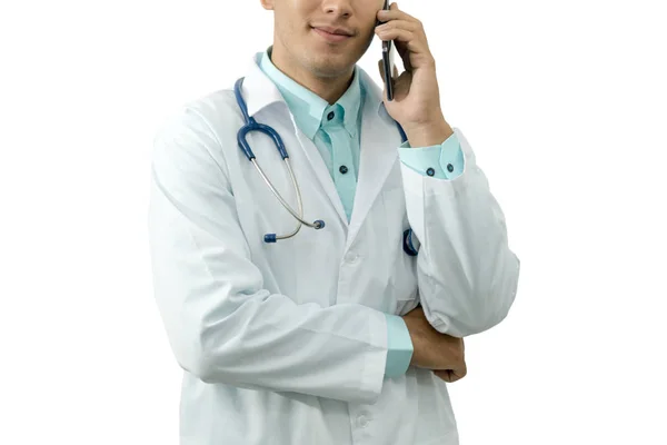 Imagem isolada do médico falando por telefone — Fotografia de Stock