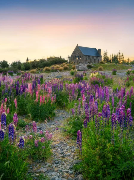 Templom jó pásztor, tekapo, Új-Zéland — Stock Fotó