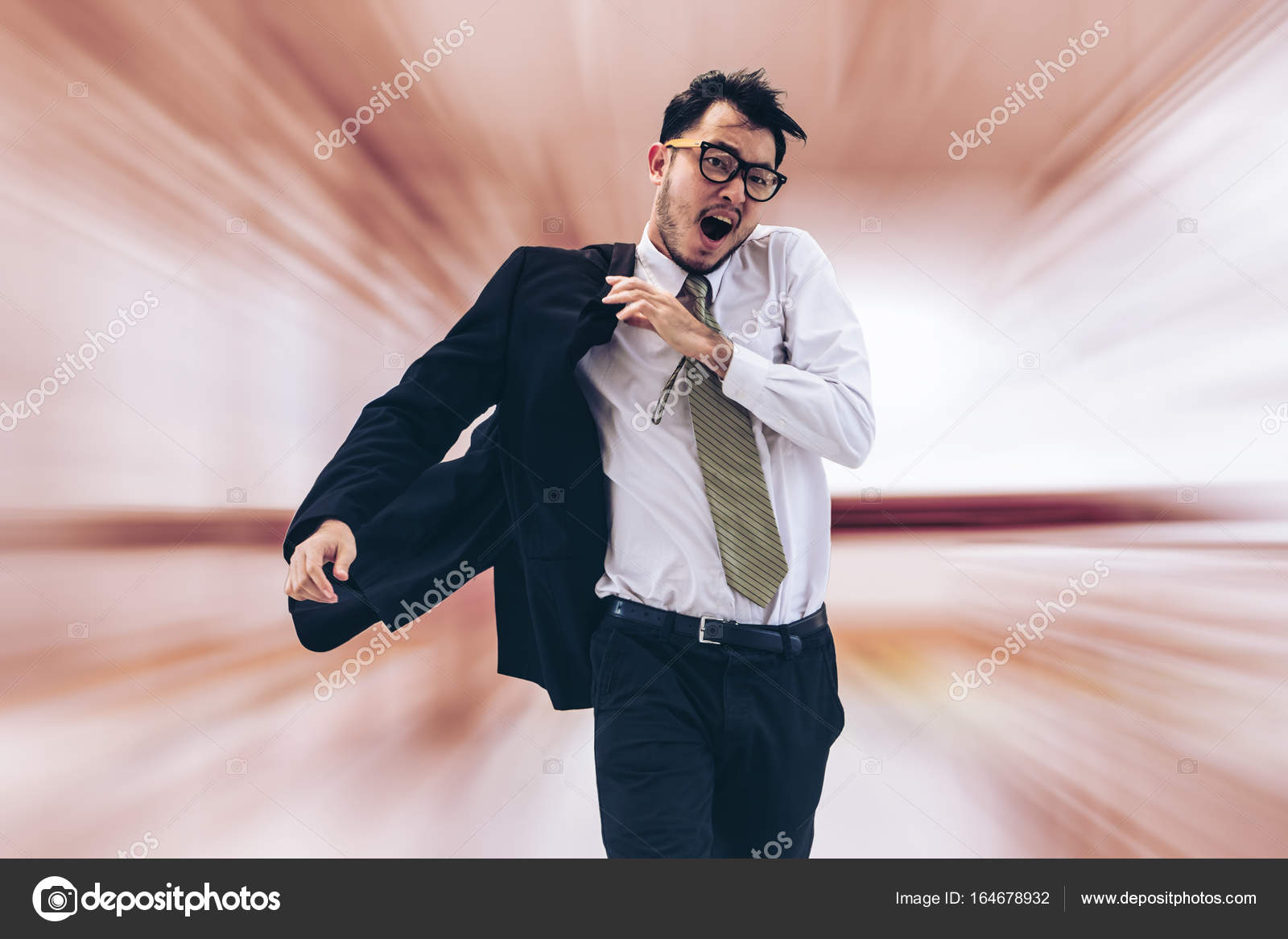 Rushing businessman running or racing with time Stock Photo by ...