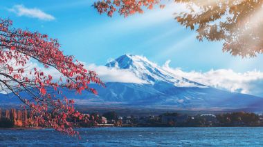 Mount Fuji sonbahar renk, Japonya