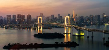 Tokyo Kulesi ve Gökkuşağı Köprüsü Japonya'da