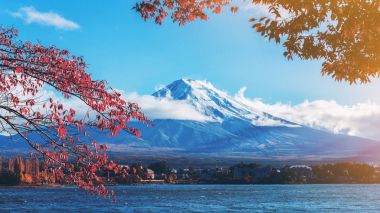 Mount Fuji sonbahar renk, Japonya