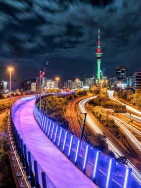 Auckland şehir gece manzarası, Yeni Zelanda