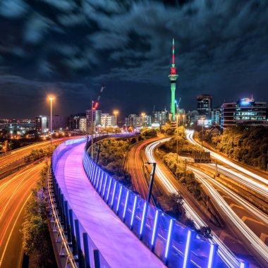 Auckland şehir gece manzarası, Yeni Zelanda