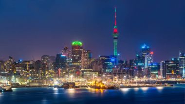 Auckland şehir manzarası, gece
