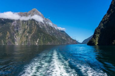 Milford Sound, Yeni Zelanda 'da feribot gezisi.
