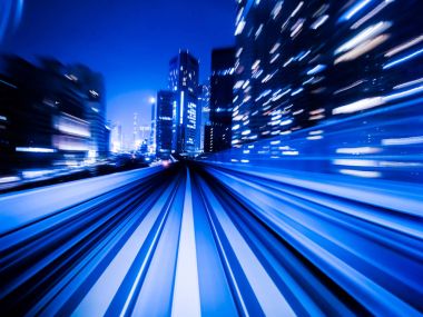 Hareket Bulanıklığı tren şehir demiryolu tüneli içinde hareket.