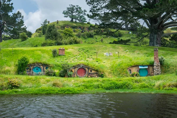 Hobbiton set cinematografico per "The Hobbit" in Nuova Zelanda — Foto Stock